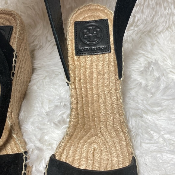TORY BURCH NWOT or Box Espadrilles Laurel Black Wedge Sandals - Picture 5 of 11